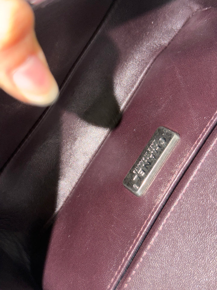 Chanel series 21 2015 Burgundy Lambskin Stingray SMALL Le Boy Flap Bag with Ruthenium HW