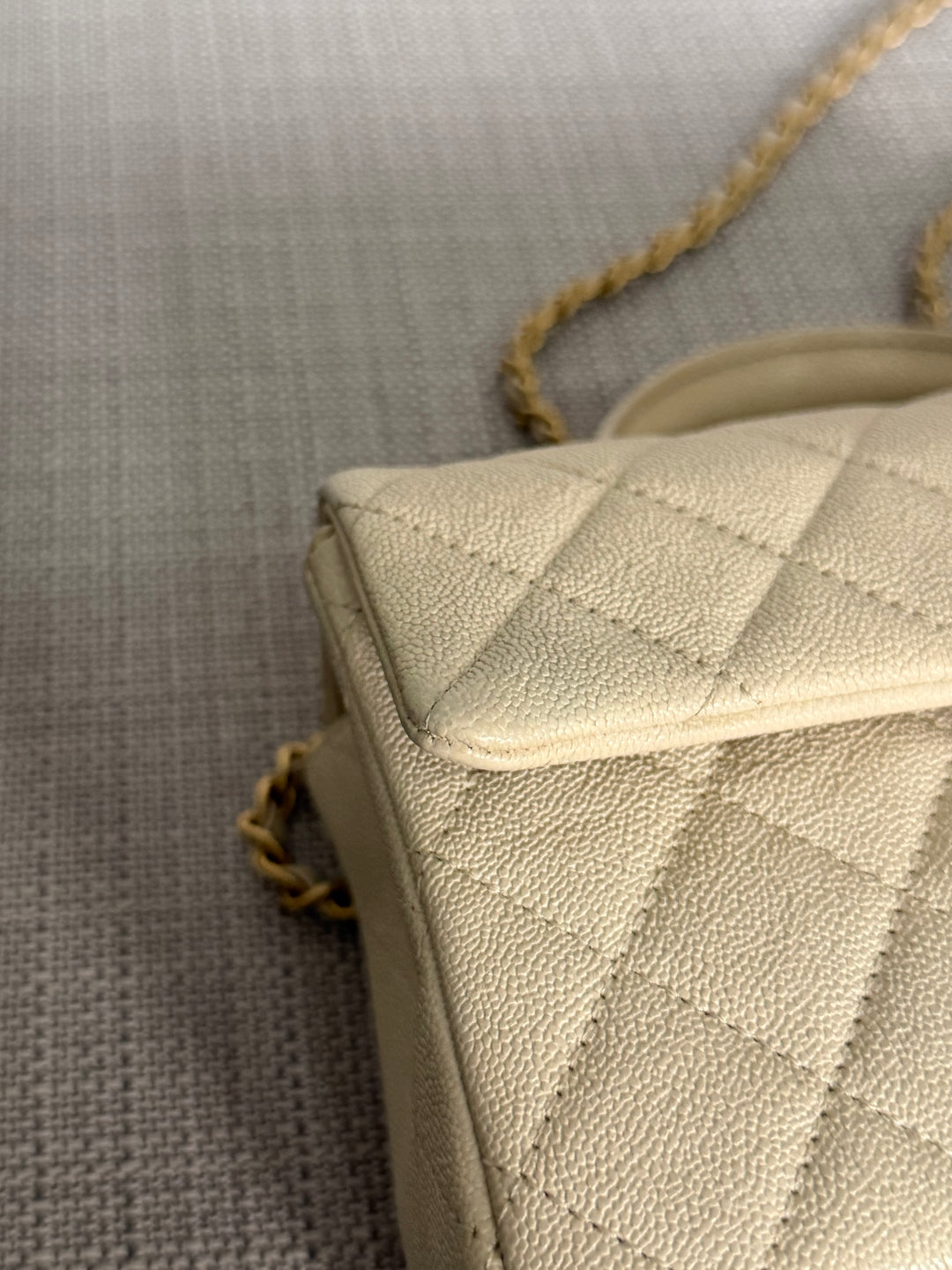 CHANEL 21S series 31 Beige Caviar Aged GHW Mini Rectangular Flap Bag with Top Handle 2021