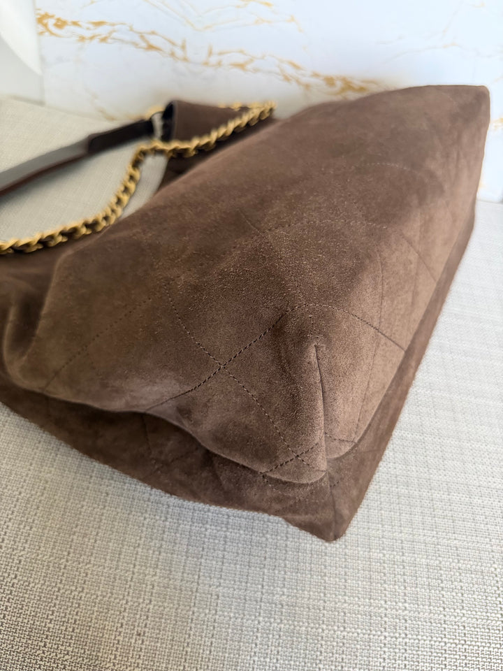 CHANEL 26C Brown Suede Maxi Hobo Bag 2026