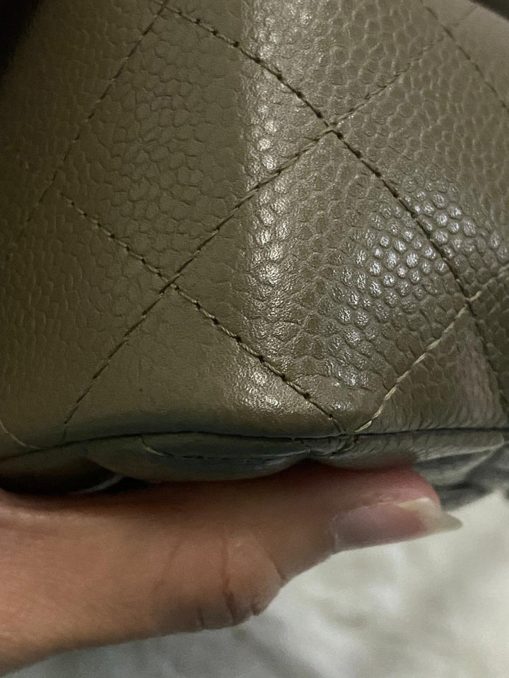 Chanel series 17 2012 Khaki Green Caviar SHW Mini Rectangular Flap Bag