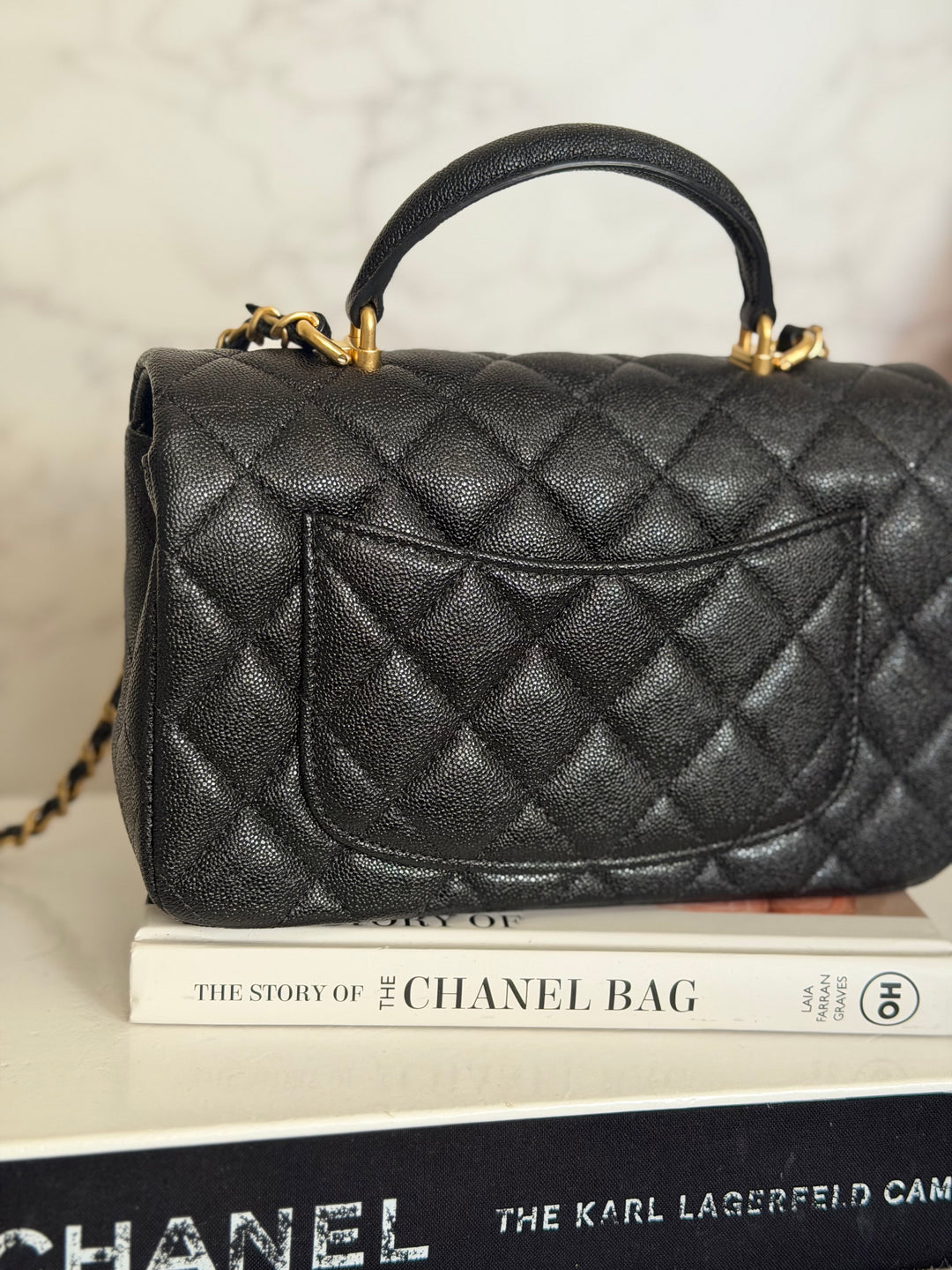 CHANEL 21S Black Caviar Aged GHW Top Handle Mini Rectangular Flap Bag series 31 2021