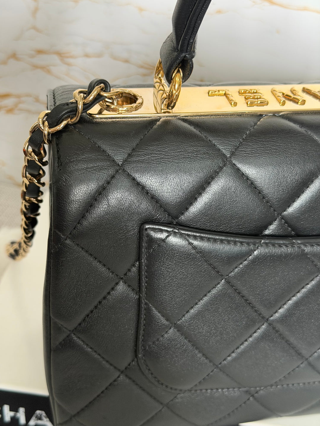 CHANEL Black Lambskin LGHW Trendy CC Flap Bag size SMALL with Non detachable Shoulder strap 2023