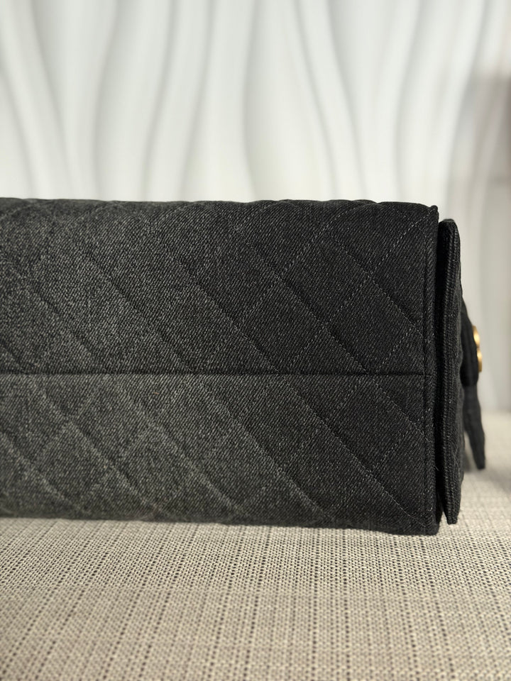 CHANEL 25S 2025 Black Denim Medium 25 Hobo Bag with Detachable Pouch Aged GHW