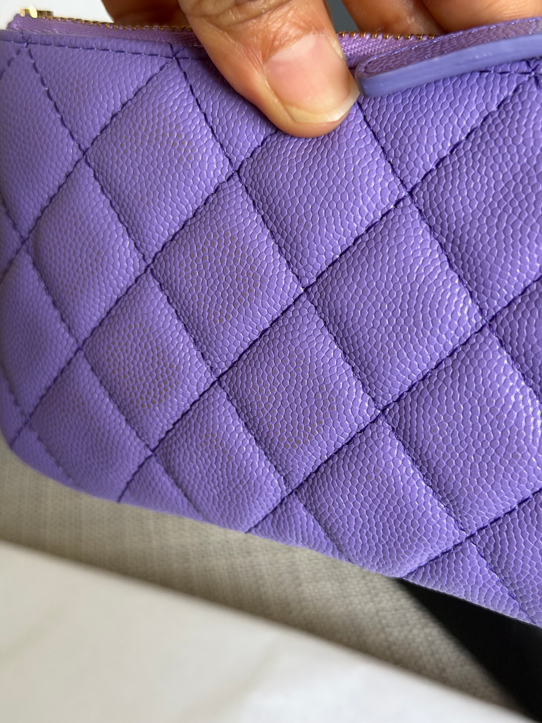 CHANEL series 28 20S purple caviar LGHW Mini O Case Pouch 15 cms