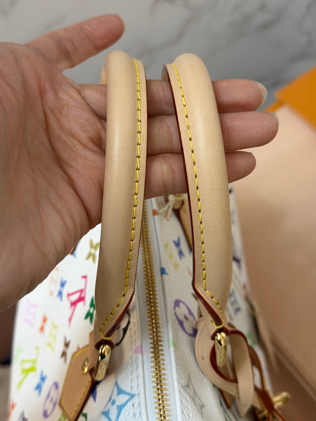 LOUIS VUITTON LV TM x LV Takashi Murakami Blanc White Multicolored Monogram canvas Speedy Bandouliere 25