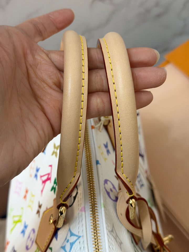 LOUIS VUITTON LV TM x LV Takashi Murakami Blanc White Multicolored Monogram canvas Speedy Bandouliere 25