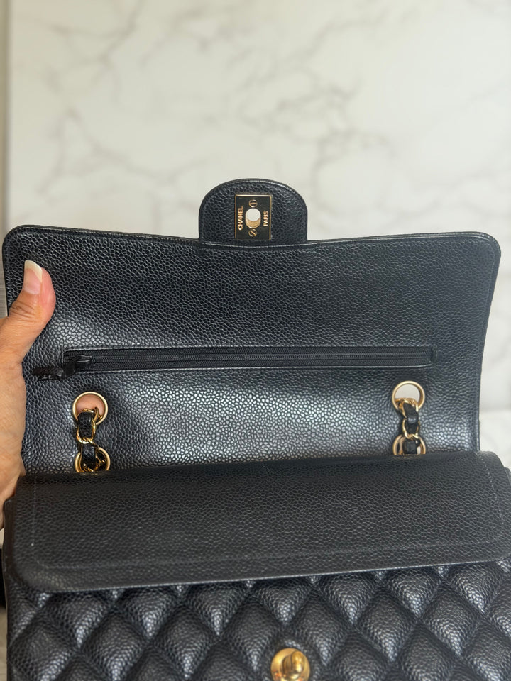 CHANEL series 29 Black Caviar GHW Medium ML Timeless Classic Double Flap Bag 2020
