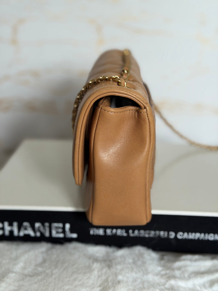 CHANEL series 21 Caramel Brown Lambskin aged GHW Diana Reissue Flap Bag size SMALL 2015