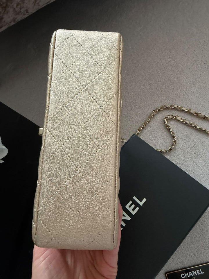 CHANEL series 31 21P Collection Iridescent Gold Lambskin LGHW Mini Rectangular Flap Bag 2021