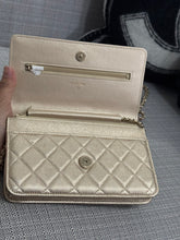 Load image into Gallery viewer, Chanel 21P 2021 Pre Spring/Summer Collection series 31 Iridescent Gold Lambskin Champagne GHW Classic Wallet on Chain (WOC)
