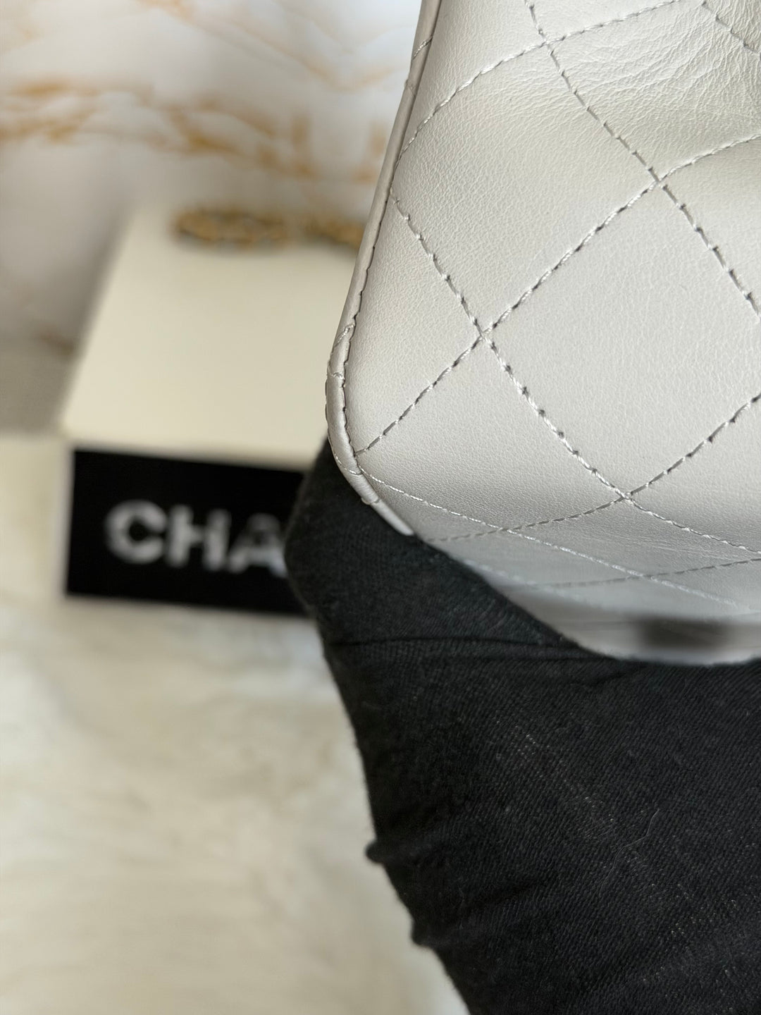 CHANEL Grey Lambskin Aged GHW Top Handle Mini Rectangular Flap Bag 2021 21A collection