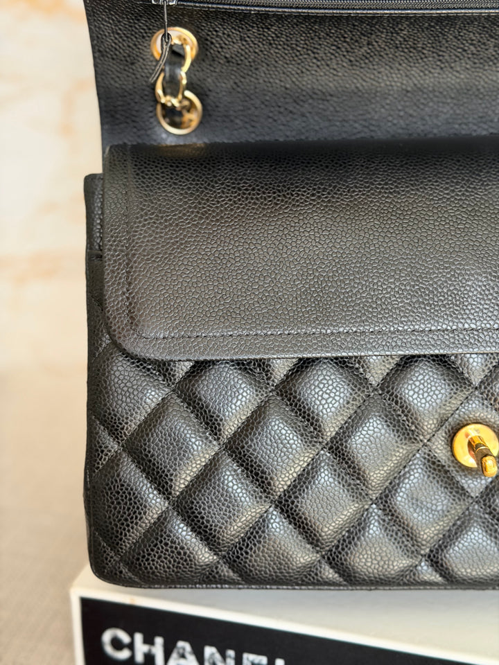 CHANEL series 15 Black Caviar GHW Jumbo Timeless Classic Double Flap Bag 2011