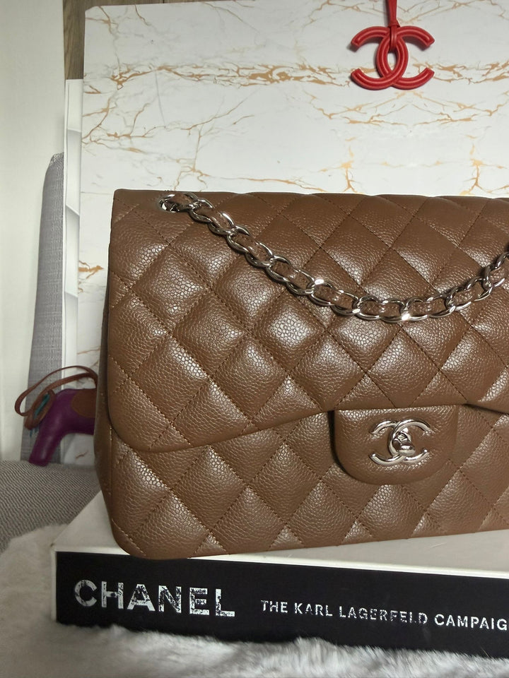 CHANEL series 15 Brown Caviar SHW Jumbo Classic Double Flap Bag 2011
