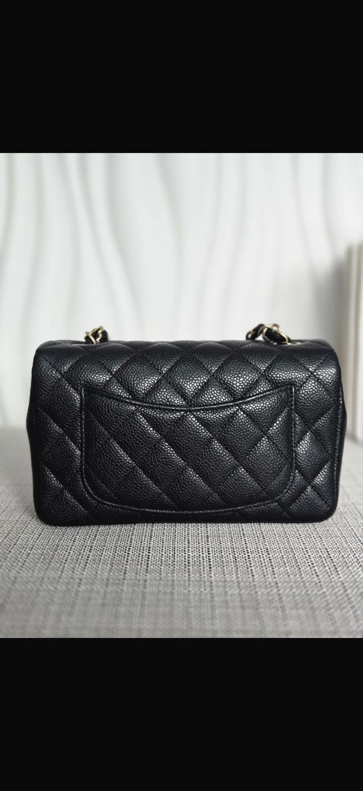 CHANEL series 20 Black Caviar Brushed GHW Mini rectangular Flap Bag