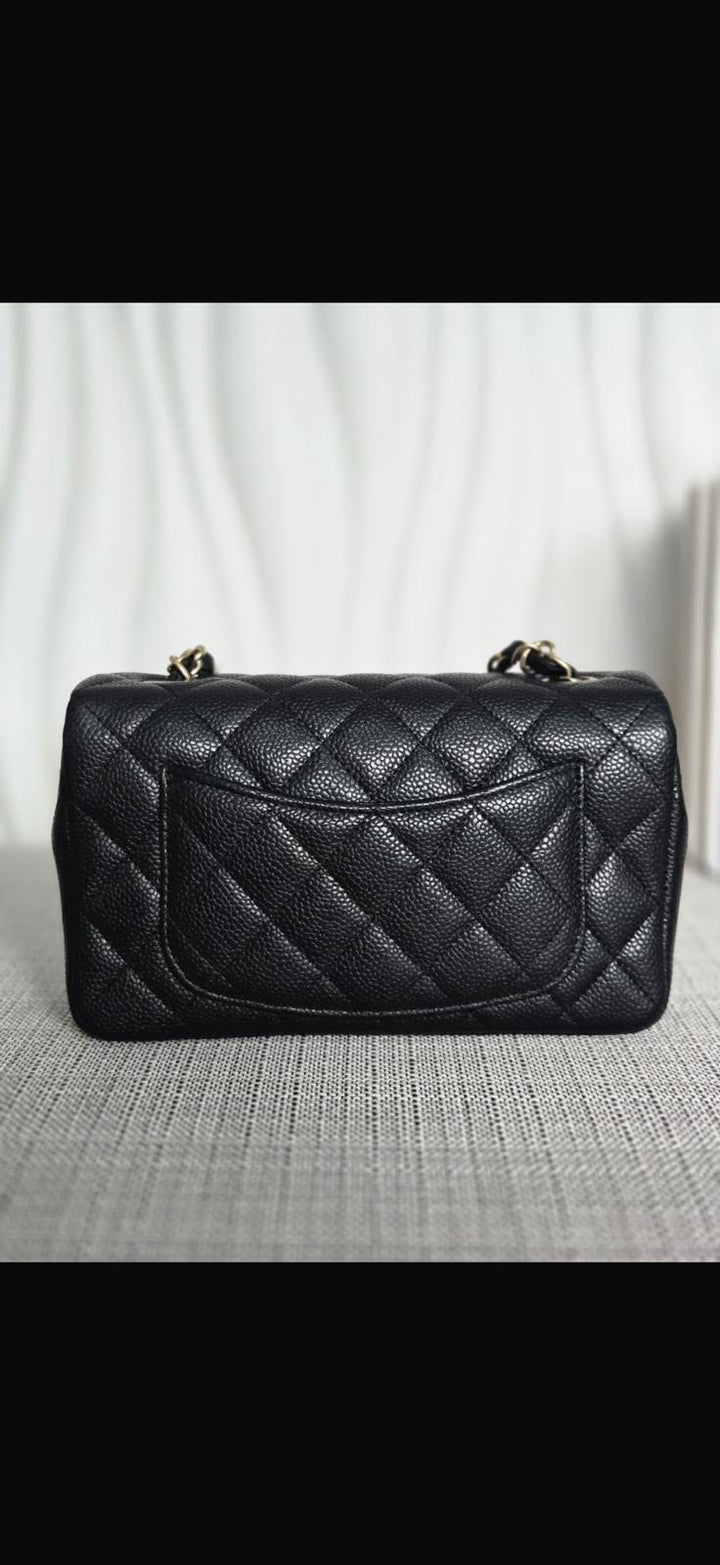 CHANEL series 20 Black Caviar Brushed GHW Mini rectangular Flap Bag