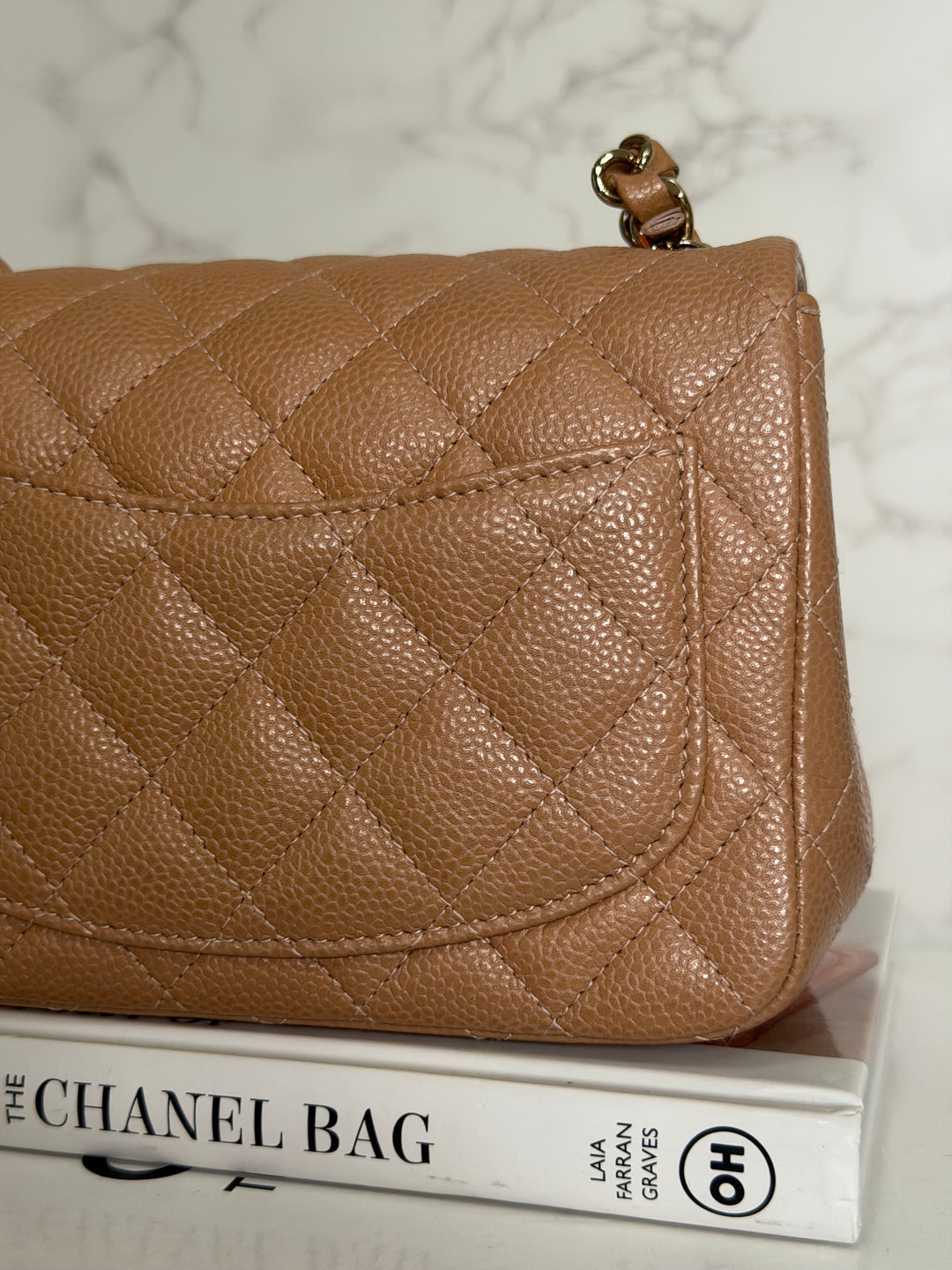 CHANEL 18S series 25 Dark Beige Caviar LGHW Square Mini Flap Bag 2018 Rare
