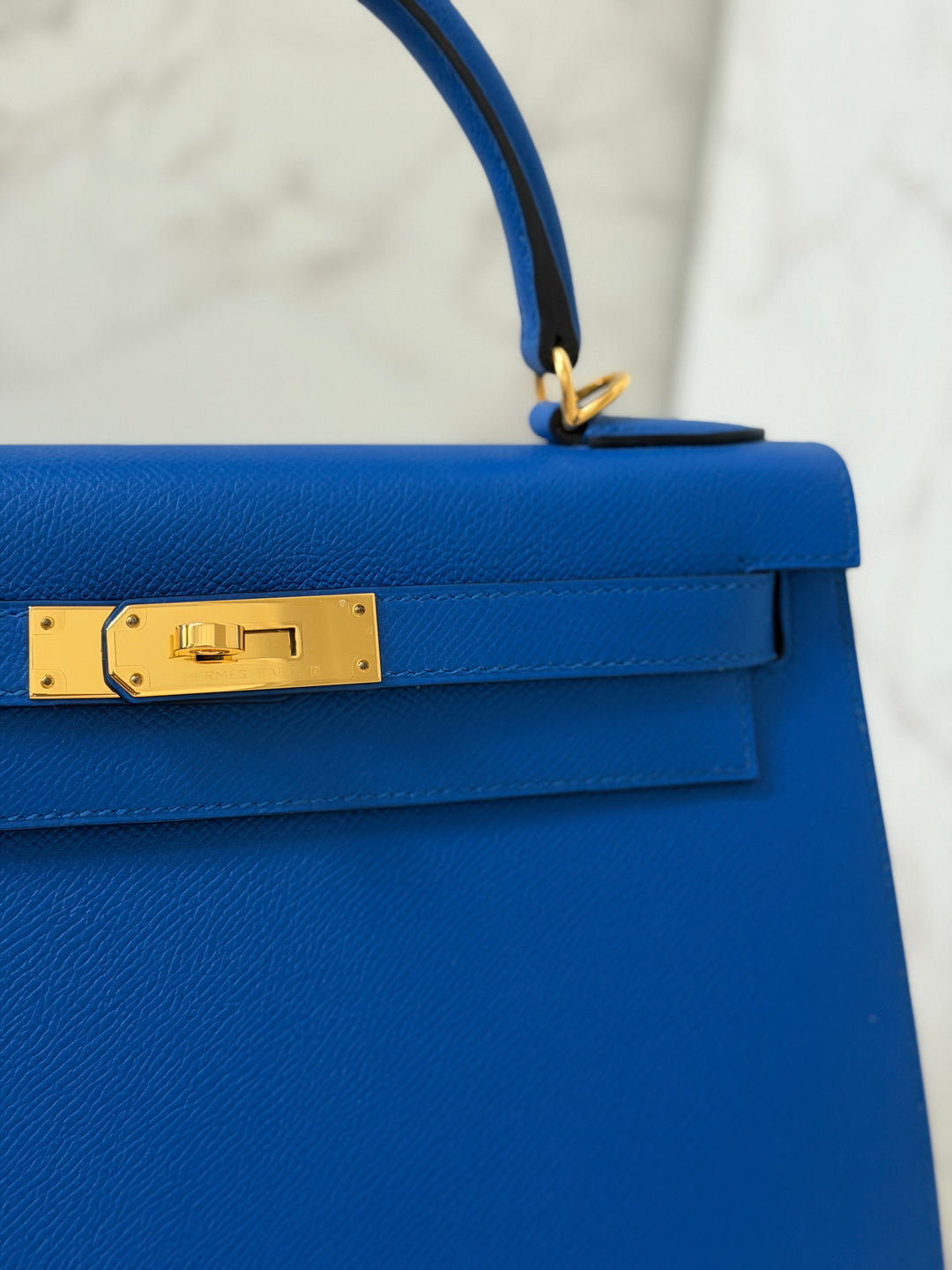 Hermes Blue Hydra Epsom Sellier Kelly 28 GHW Stamp C 2018