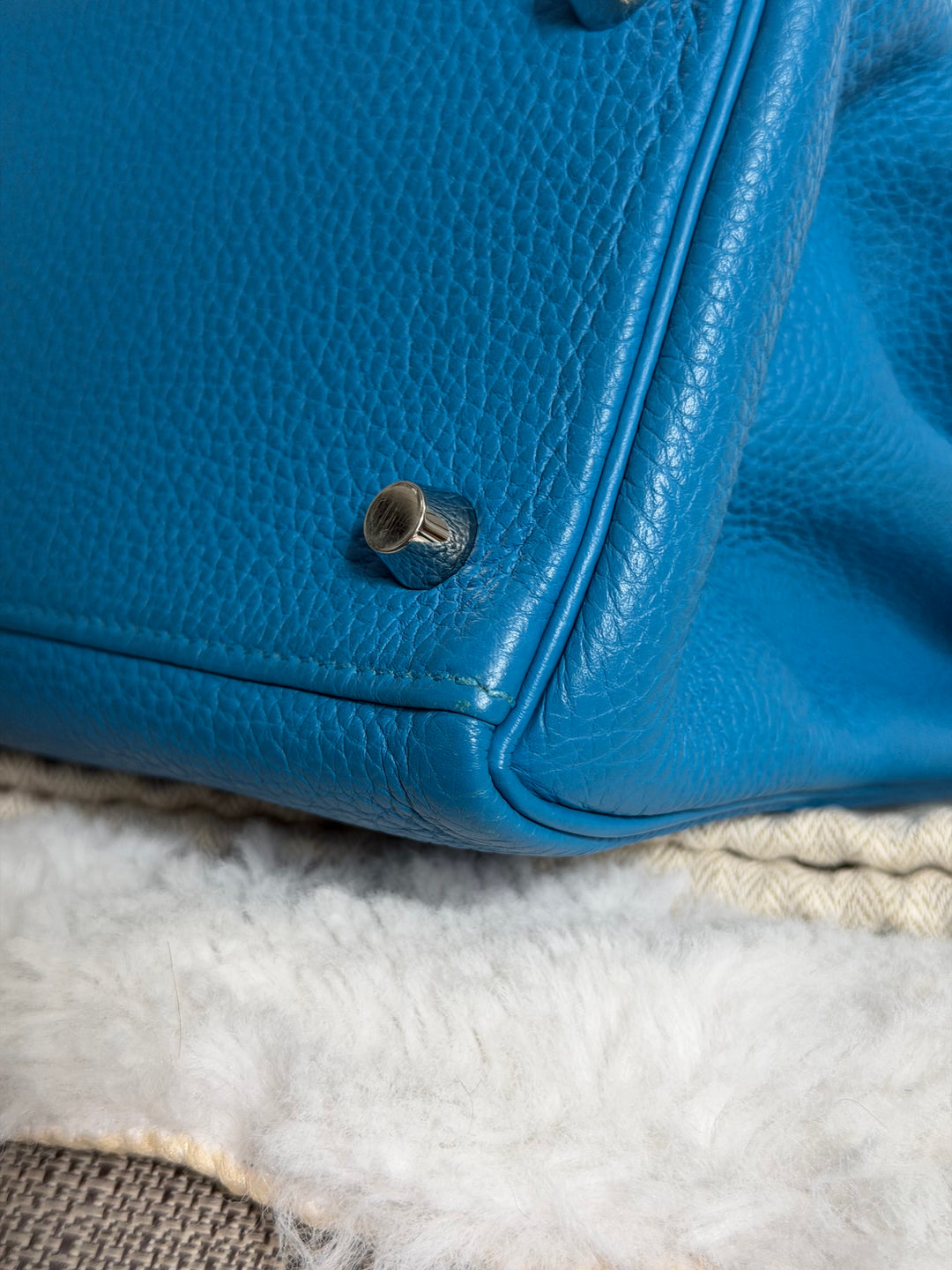 HERMÈS Bleu Frida Togo Leather PHW Kelly 28 Bag Stamp A 2017