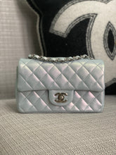 Load image into Gallery viewer, Chanel 21K collection 2021 Iridescent Light Blue Calf skin SHW Mini Rectangular Flap Bag
