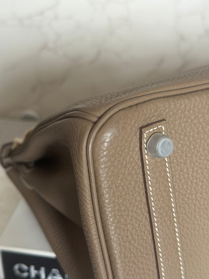 Hermès Etoupe Togo Leather PHW Birkin 30 Stamp A 2017