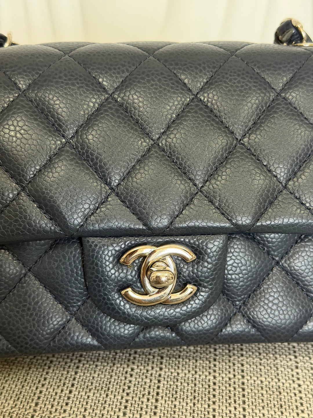 CHANEL series 19 Navy Caviar SHW Mini Rectangular Flap Bag 2014