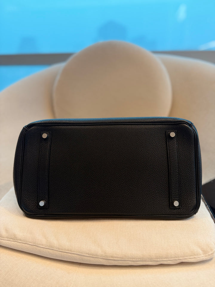 HERMÈS Black Noir Togo Leather PHW Birkin 35 Stamp M in Sq