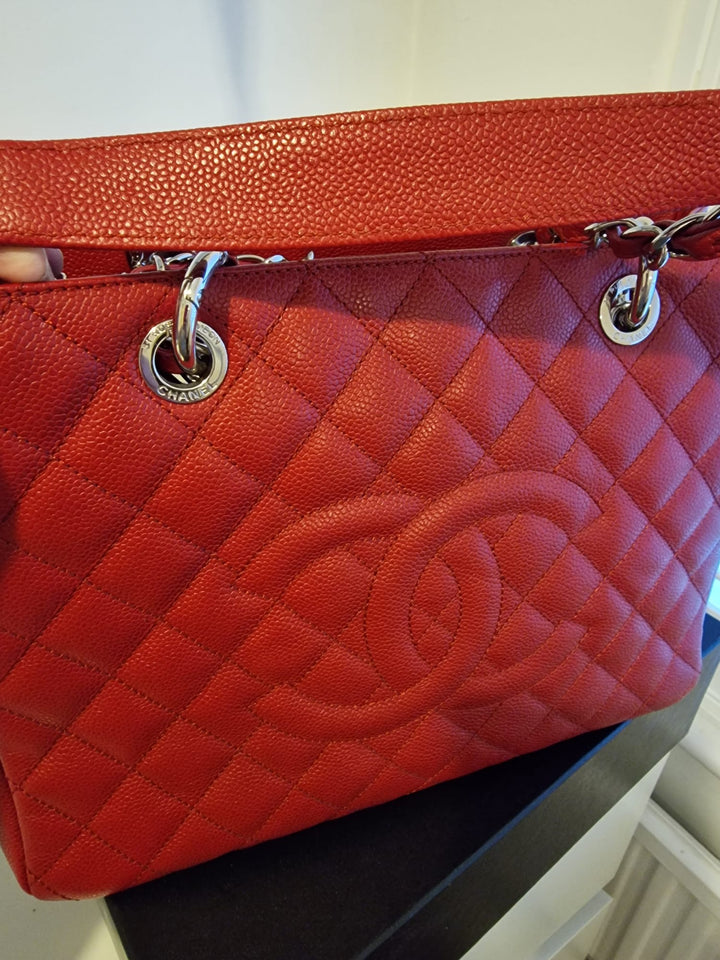 Chanel series 17 2012 Red Caviar SHW Grand Shopping Tote Bag (GST)