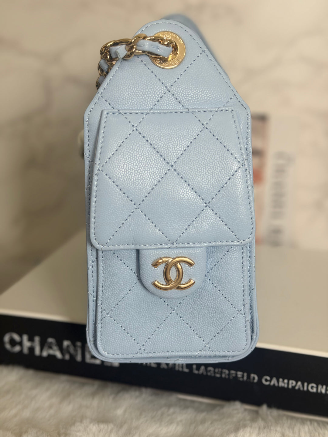CHANEL 26B Light Sky Blue Caviar shiny GHW 25 Mini Hobo Bag 2026