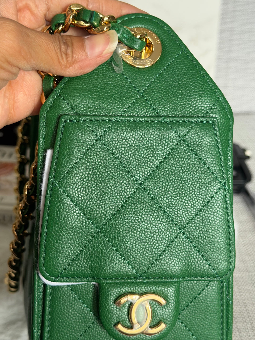 CHANEL Métiers d’art 2026 26A Green Caviar Shiny GHW MINI 25 Hobo Bag