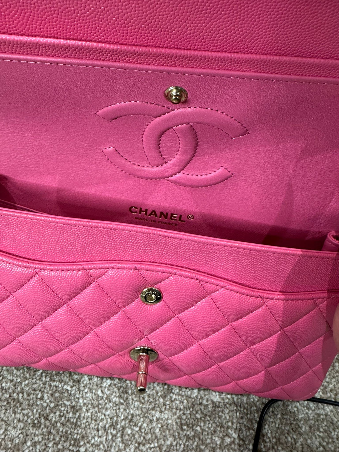 CHANEL 21C collection series 30 Barbie Pink Caviar LGHW Medium Timeless Classic Double Flap Bag