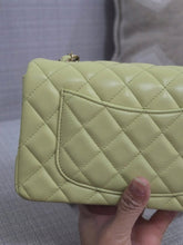 Load image into Gallery viewer, Chanel 23C 2022/2023 Cruise Collection Pastel Lime Green Lambskin Mini Rectangular Flap Bag with Champagne GHW

