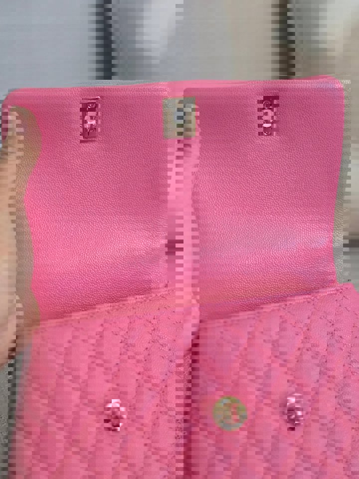 Chanel series 31 21P 2021 Pre Spring/Summer Collection Pink Caviar Coco Handle Flap Bag with Top Handle and Detachable Strap size Small
