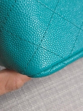 Load image into Gallery viewer, Chanel series 23 17C 2016/2017 Cruise Collection Turquoise Caviar Champagne GHW Classic Mini Rectangular Flap Bag with Edge stitching
