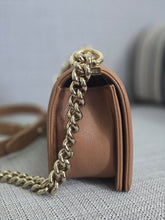 Load image into Gallery viewer, Chanel 21K 2021 Fall/Winter Collection Caramel Brown Caviar shiny champagne GHW Small Le Boy Flap Bag
