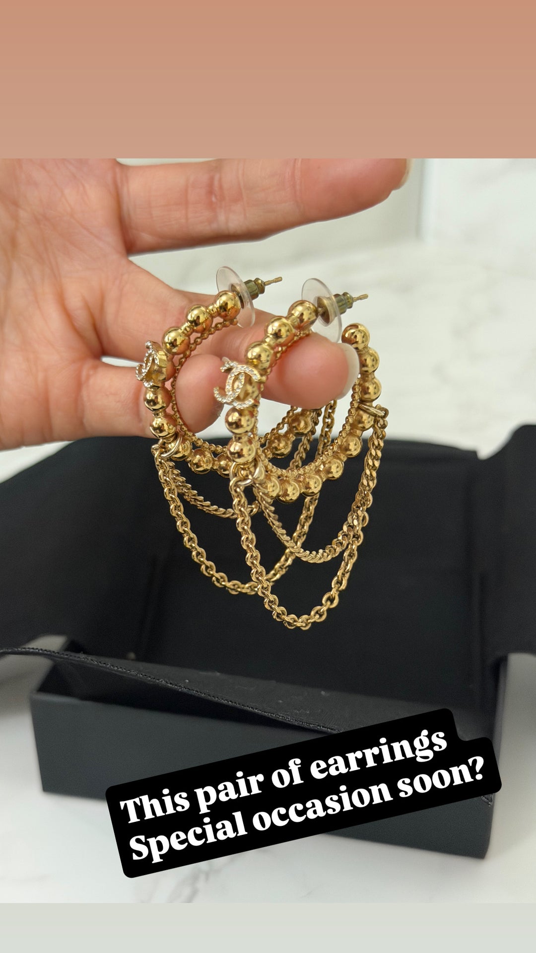 CHANEL 22C Gold Beads Earrings
