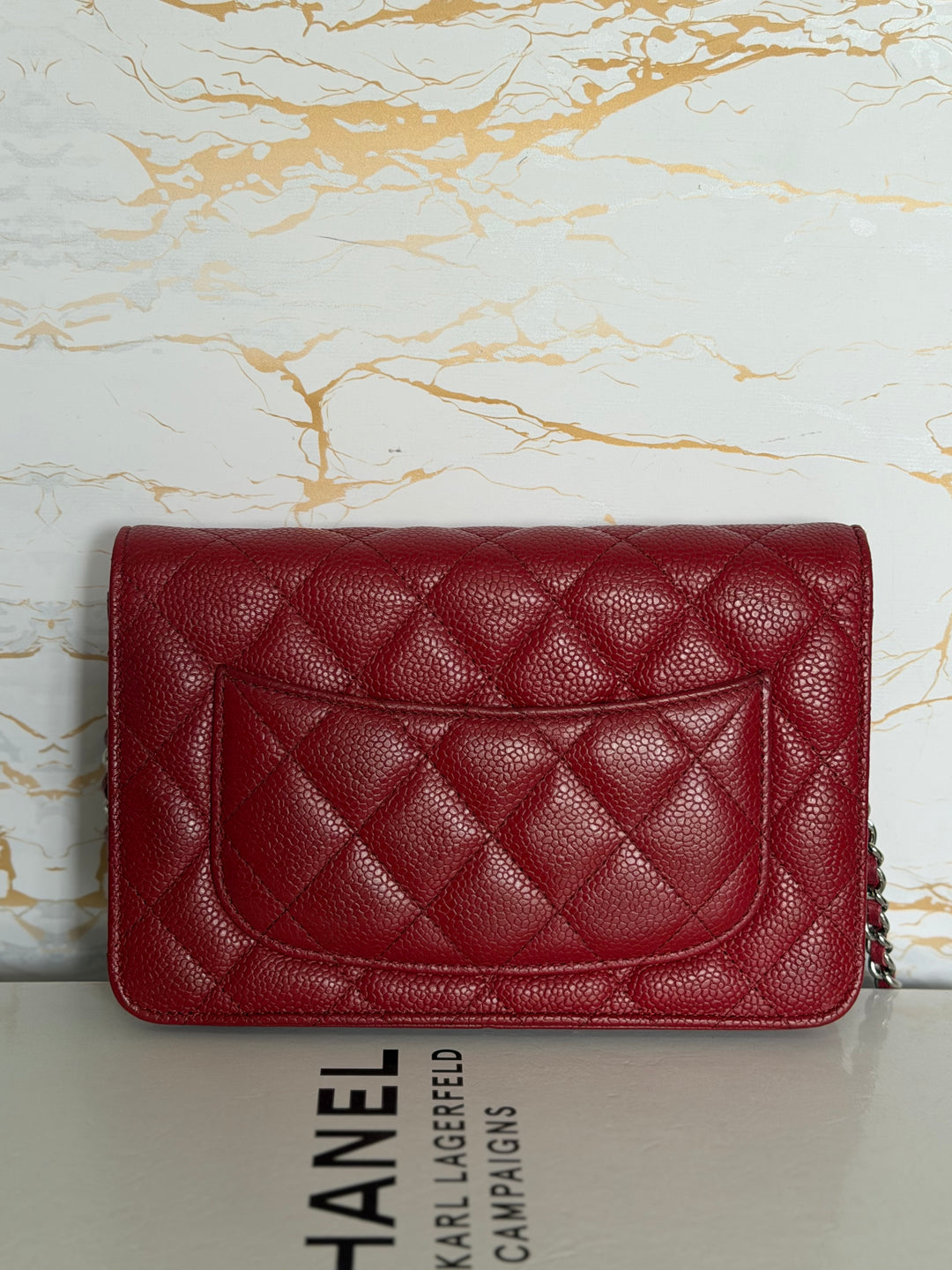 CHANEL series 19 Red Caviar Classic Wallet on chain (WOC) SHW 2014/2015