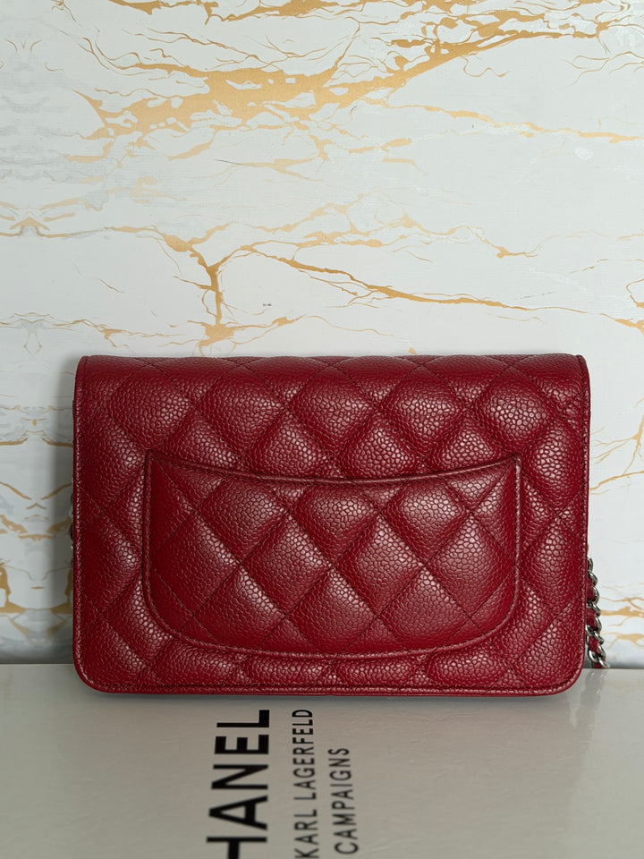 CHANEL series 19 Red Caviar Classic Wallet on chain (WOC) SHW 2014/2015