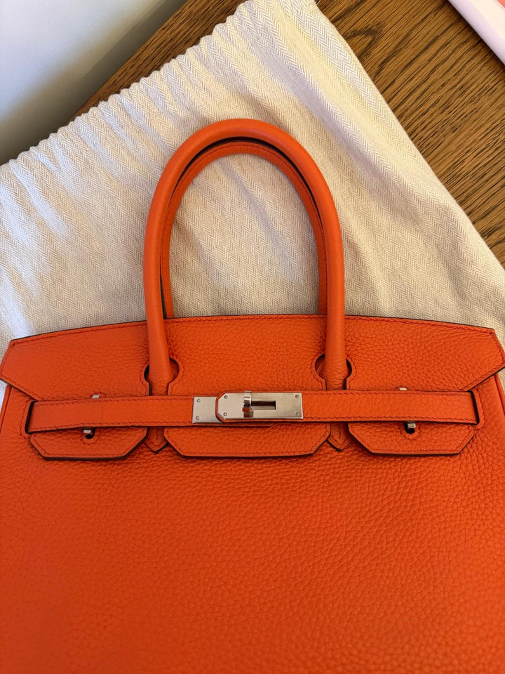HERMES Birkin 30 Orange Togo Leather PHW
