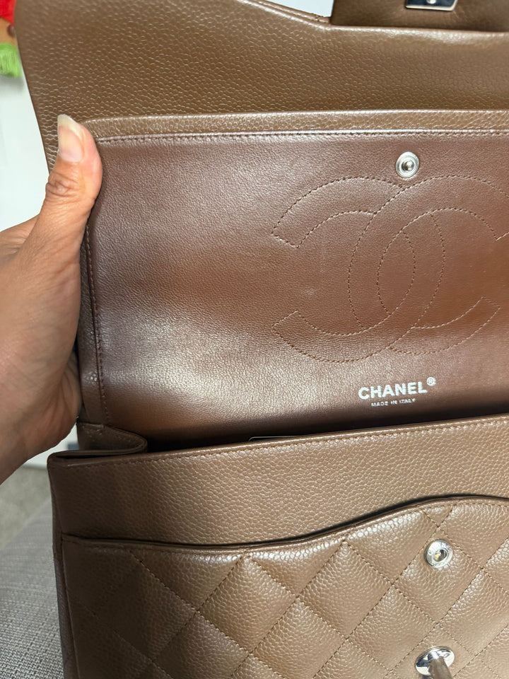 CHANEL series 15 Brown Caviar SHW Jumbo Classic Double Flap Bag 2011