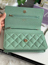 Load image into Gallery viewer, Chanel 23P Tiffany Green Caviar LGHW Classic Wallet on Chain (WOC)
