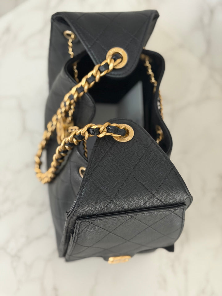 CHANEL 25 2025 size SMALL in Black Caviar Aged GHW Hobo Bag