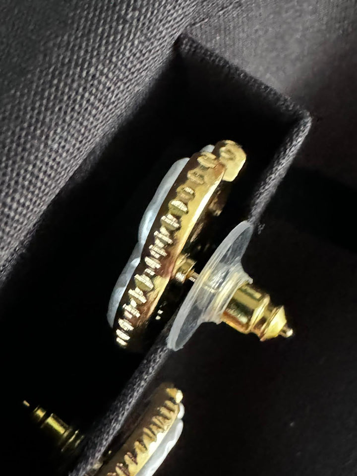 Chanel 24A 2024 Fall/Winter Gold with White Earrings
