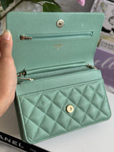 Load image into Gallery viewer, Chanel 23P Tiffany Green Caviar LGHW Classic Wallet on Chain (WOC)
