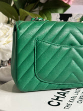 Load image into Gallery viewer, Chanel series 24 (2017) Green Caviar SHW Chevron Mini Rectangular Flap Bag
