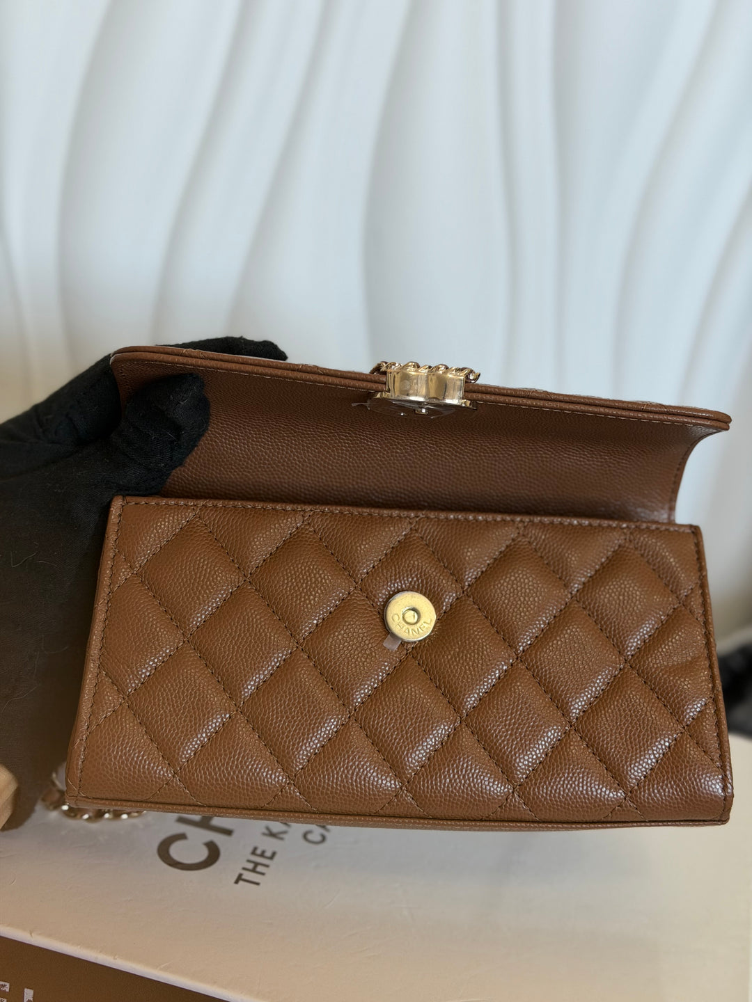 CHANEL 26P Brown Caviar LGHW Top Handle Vanity