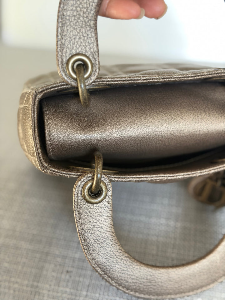 Dior Lady Dior Mini In Bronze Lambskin Bronze Hardware 2007