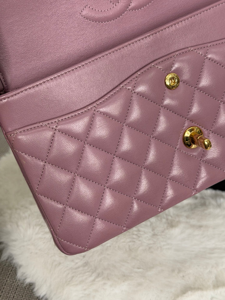 CHANEL series 21 Mauve Pink Purple Lambskin LGHW Medium ML Timeless Classic Double Flap Bag 2015