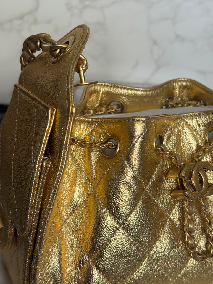 CHANEL 26C Gold Caviar Mini 25 Hobo Bag with Aged GHW 2026