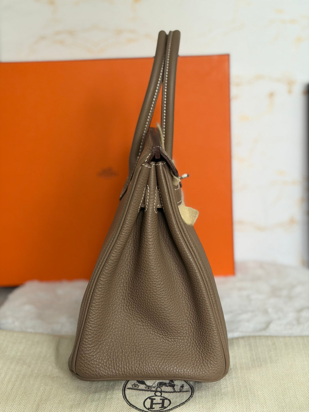 Hermès Etoupe Togo Leather PHW Birkin 30 Stamp A 2017