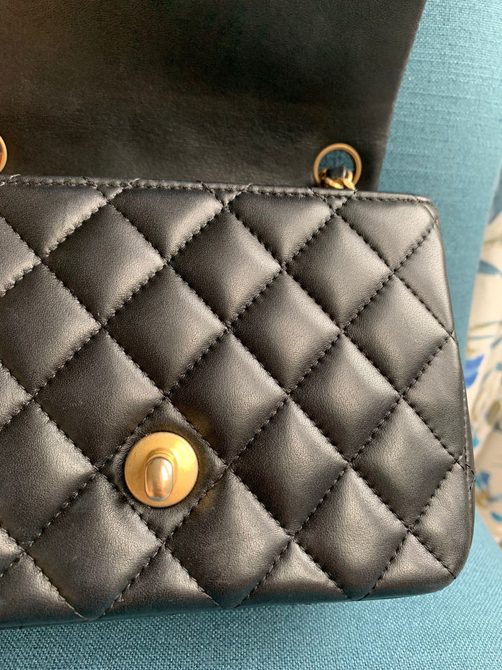 Chanel series 27 Black Lambskin LGHW Square Mini Flap Bag